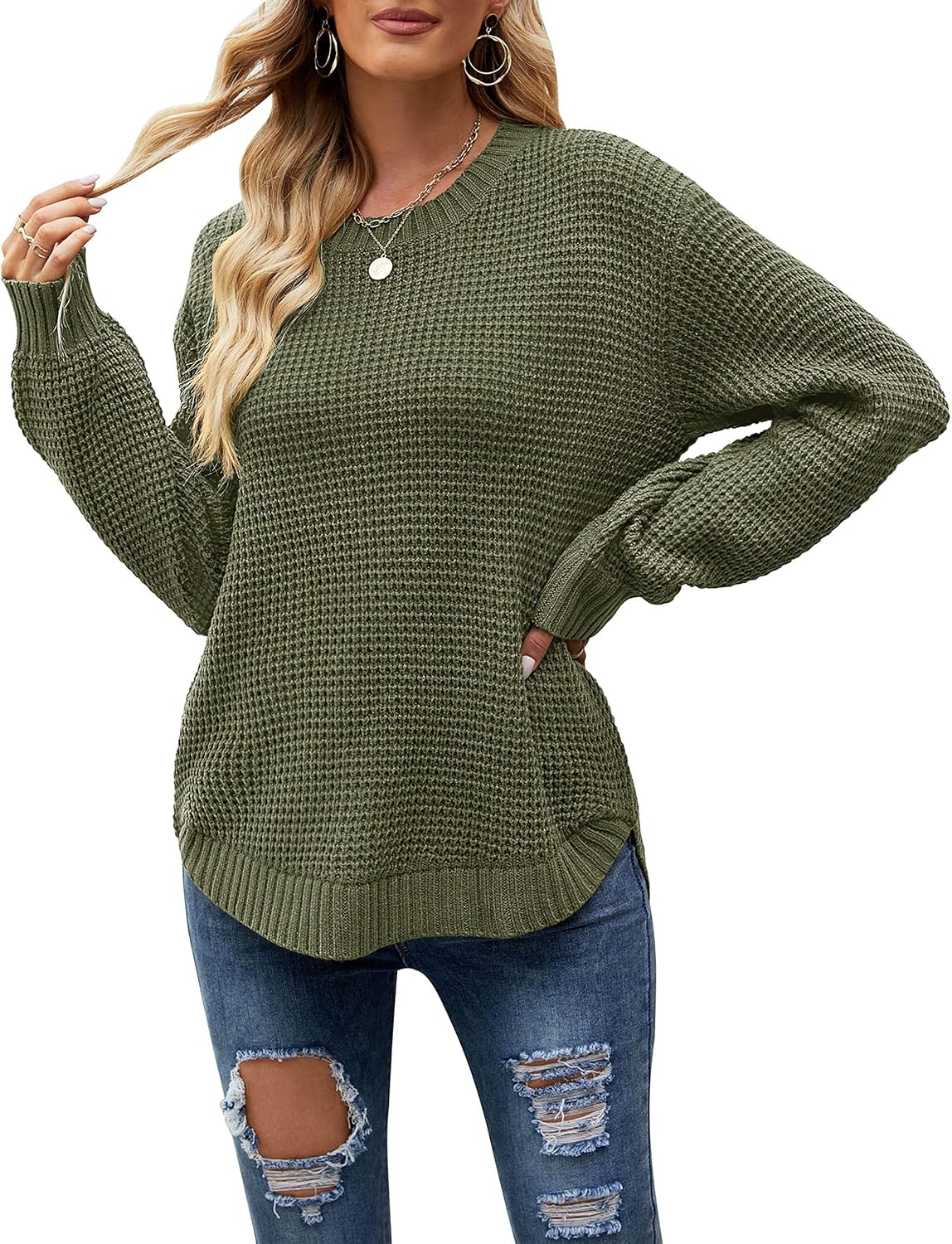 MEROKEETY Women's Fall Long Sleeve Sweater for Casual Style