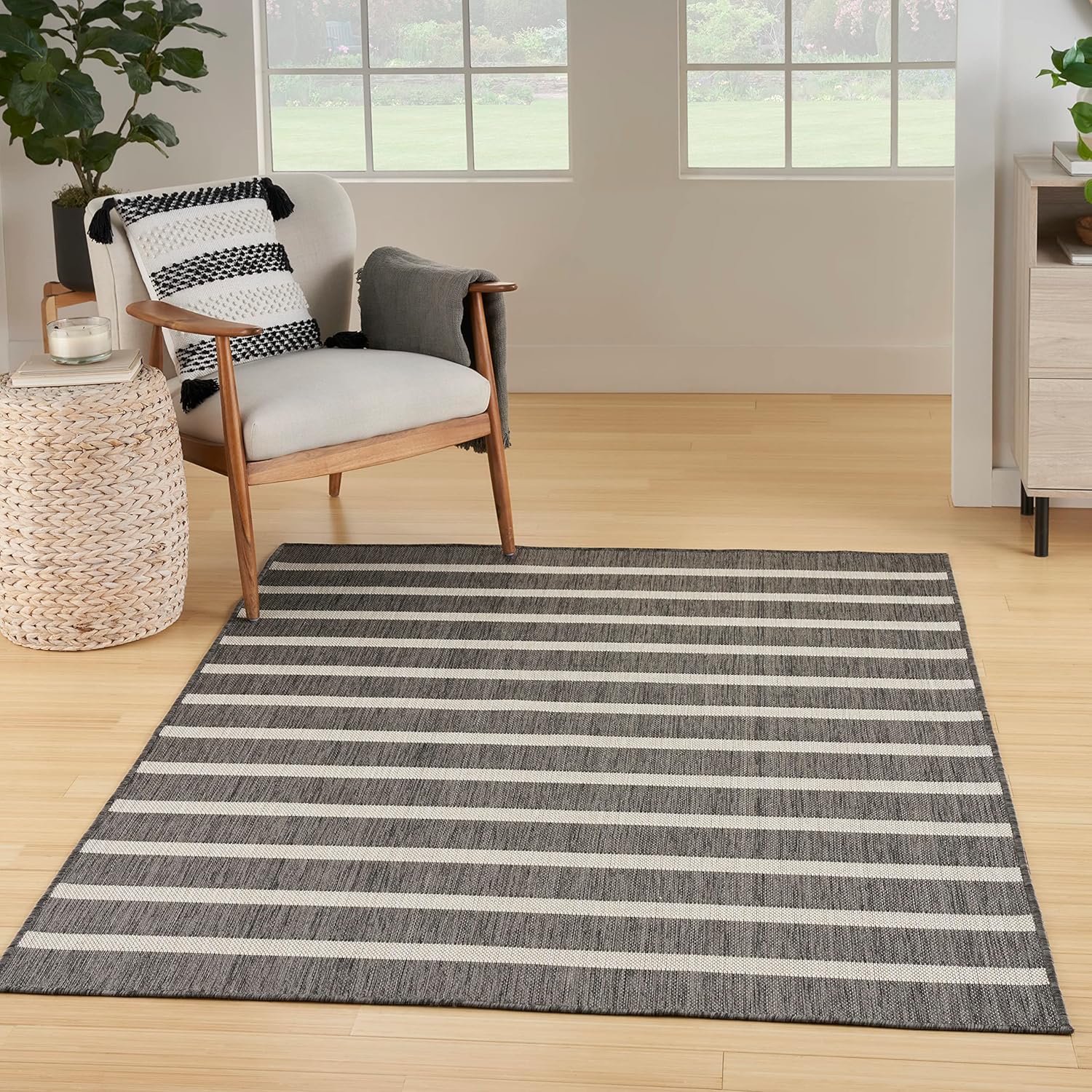 Nourison Home Positano Indoor/Outdoor Charcoal Ivory Area Rug