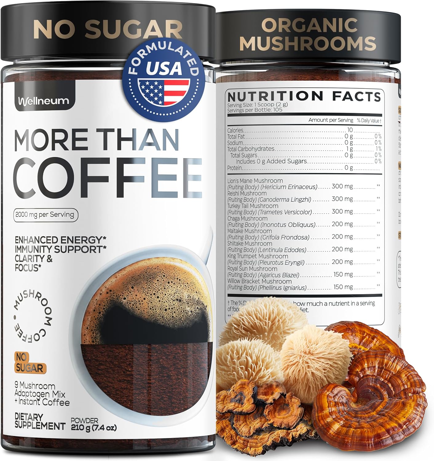 5-Mushroom Coffee - Gut Health, Immunity Boost, Energy - Wellneum - Keto