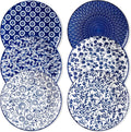 vancasso Ceramic Dinner Plates Set of 6 10.25 in - Vintage Blue