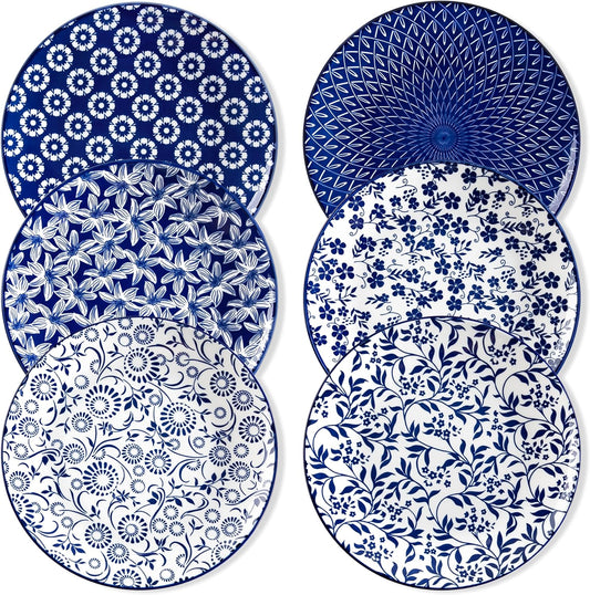vancasso Ceramic Dinner Plates Set of 6, Vintage Blue and White