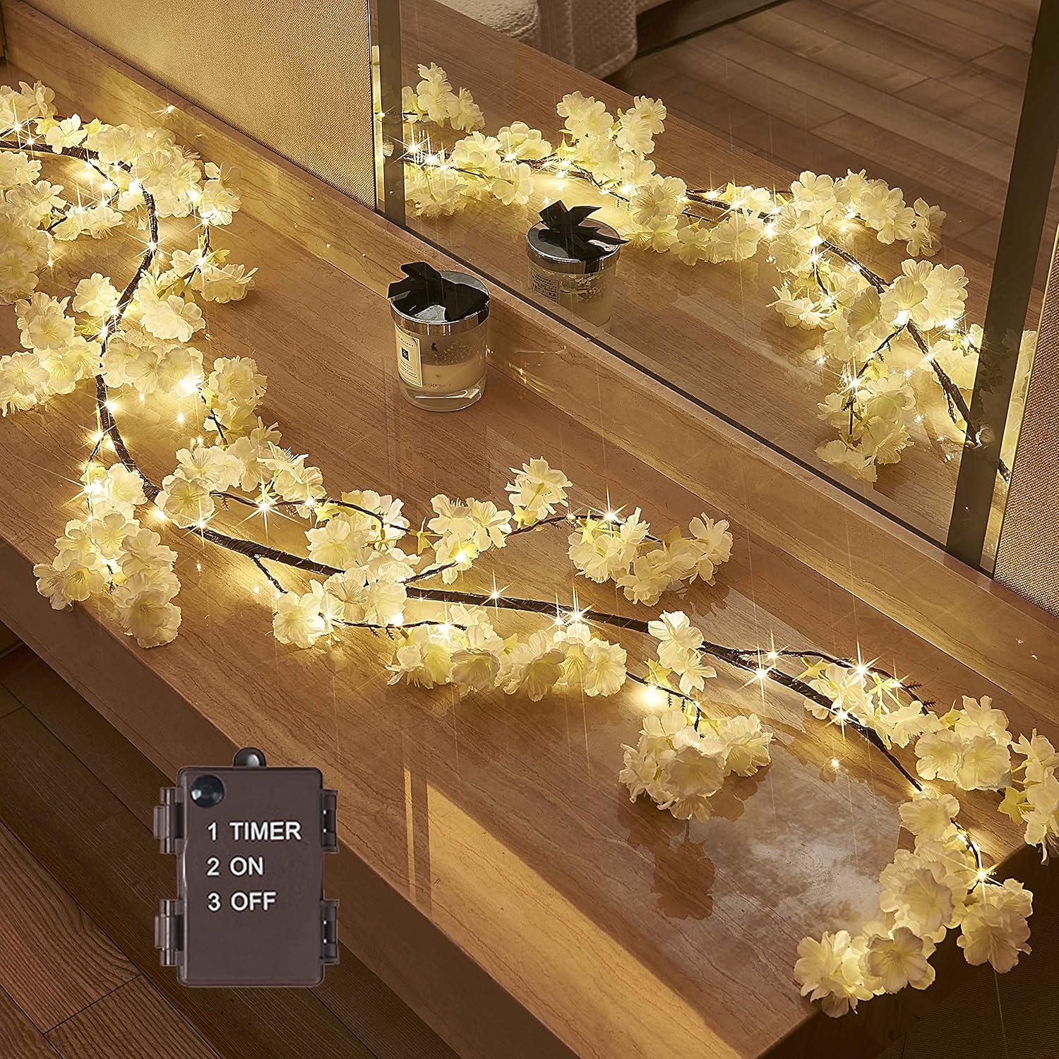 Hairui Cherry Blossom 96 LED Fairy Lights 6FT Garland for Decor