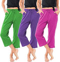 Sexy Basics Women's 3 Pack Cotton Capri Pajama Pants - Soft Knit
