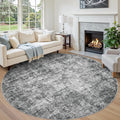 Round Rug 8ft Circle Rug Washable - Soft Low Pile, Non-Slip