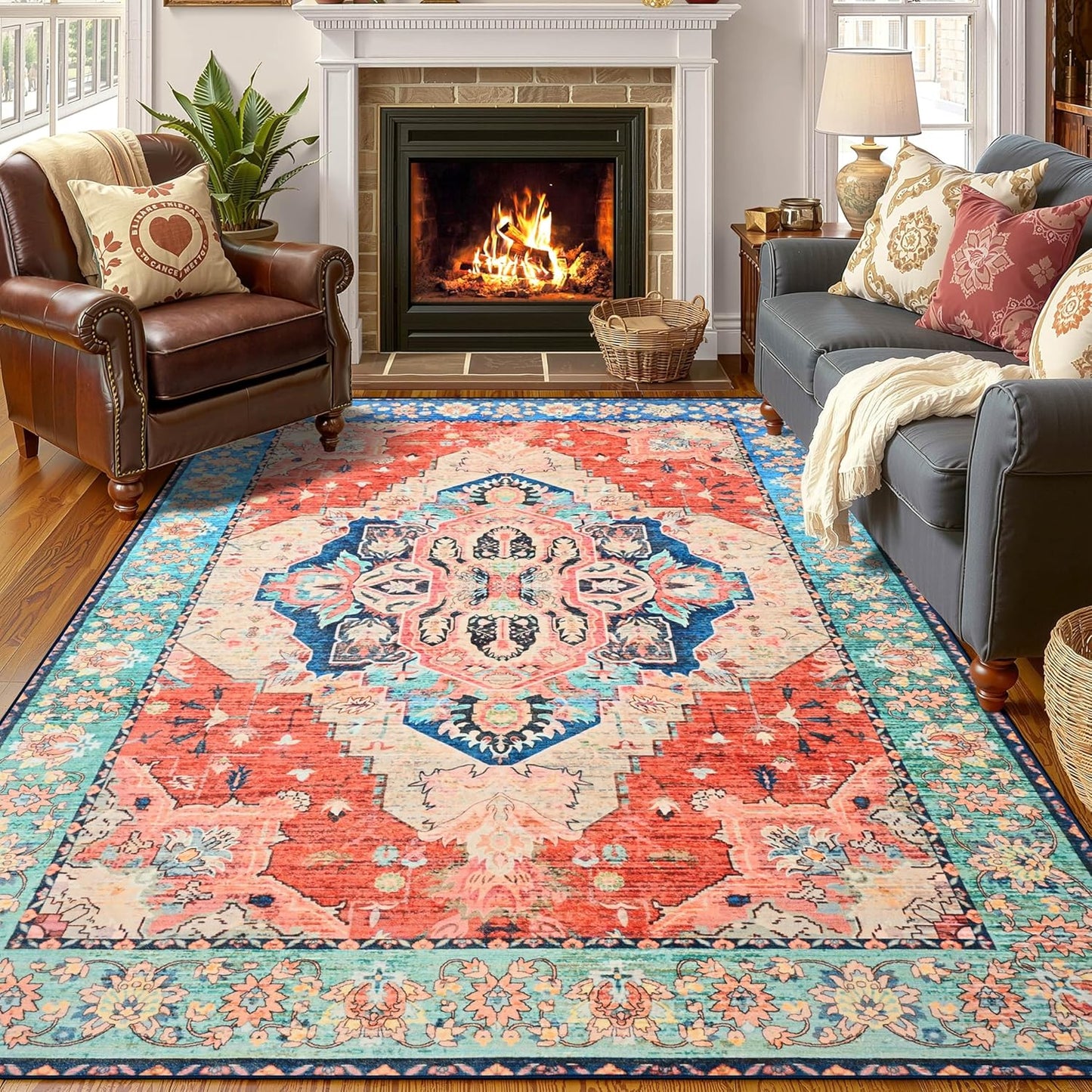 YJ.GWL 4x6 Area Rugs for Living Room, Vintage Boho Design