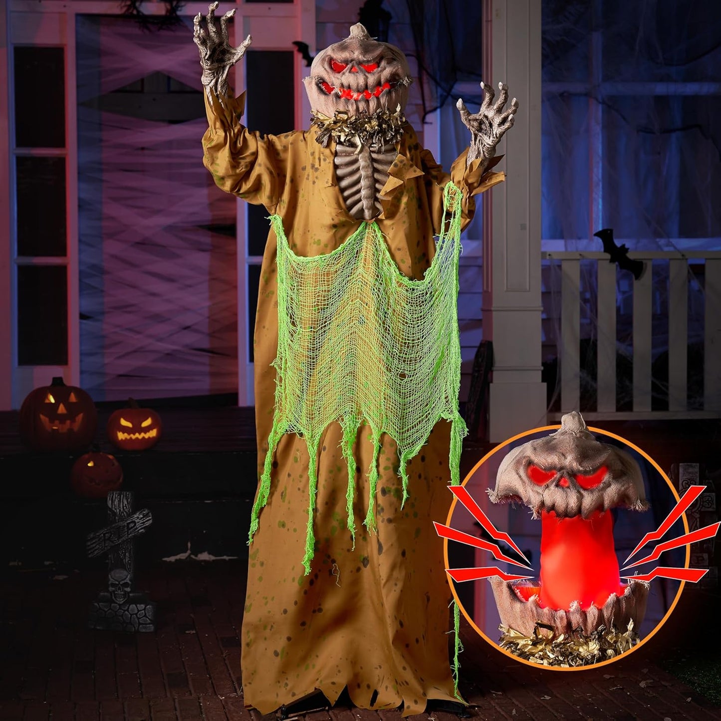 67in Halloween Animated Pumpkin Decorations for Scary Yard Fun