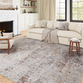 Modern Abstract Gray Brown Area Rug 6x9 - Machine Washable Low Pile