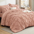 Bedsure Twin Comforter Set Dusty Pink - Soft Pinch Pleat Twin 5-Piece