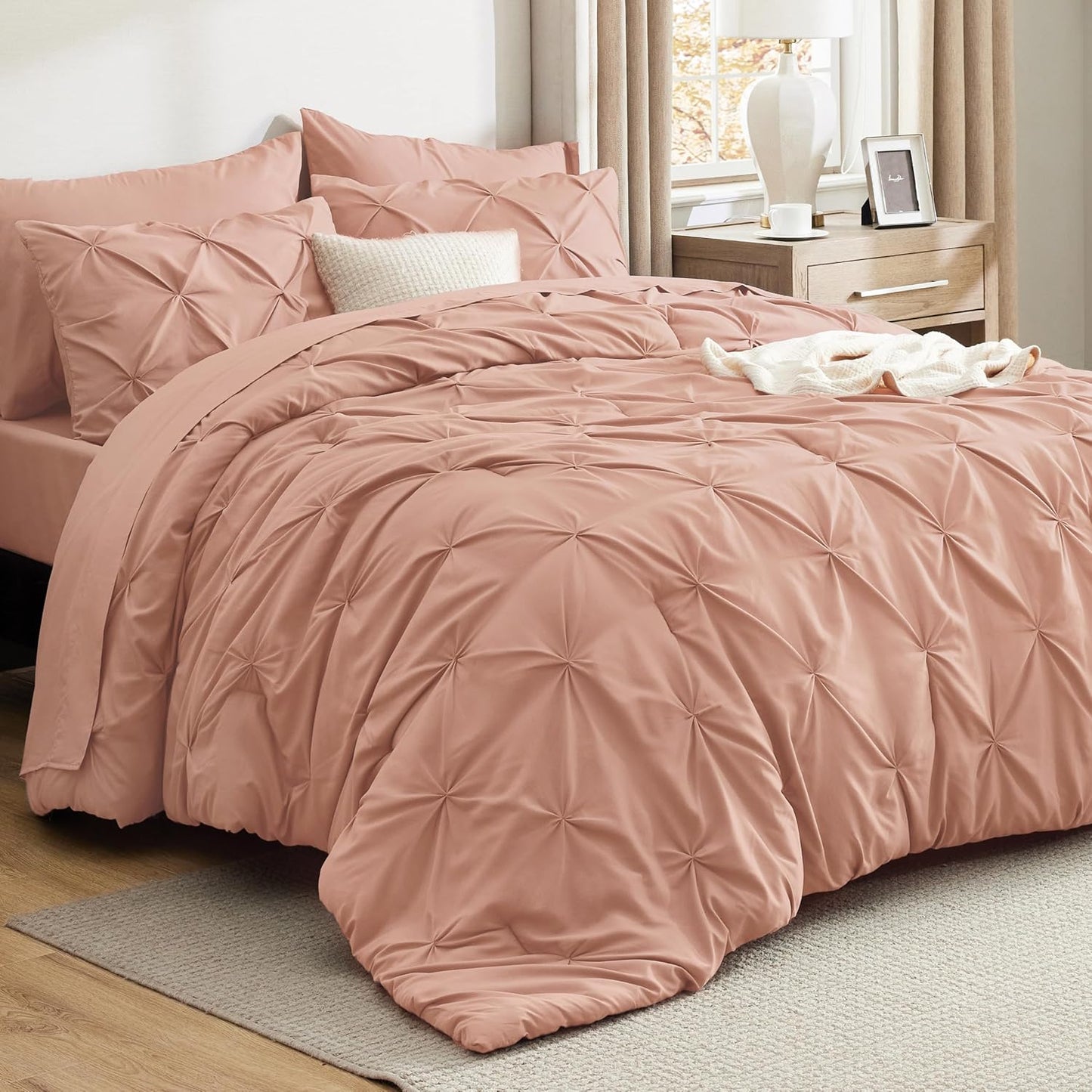 Bedsure Twin Comforter Set Dusty Pink - 5 Piece Bedding Set