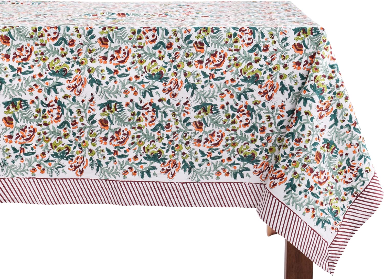 Ambrosia Green Floral 100% Cotton Tablecloth for Every Occasion
