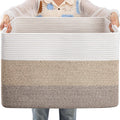 Large Cotton Rope Basket for Storage - 25x16x16 in Gradient Yellow