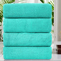 4 Pcs Blue Green Large Bath Towel Set 35in x 70in - Oversized Bath