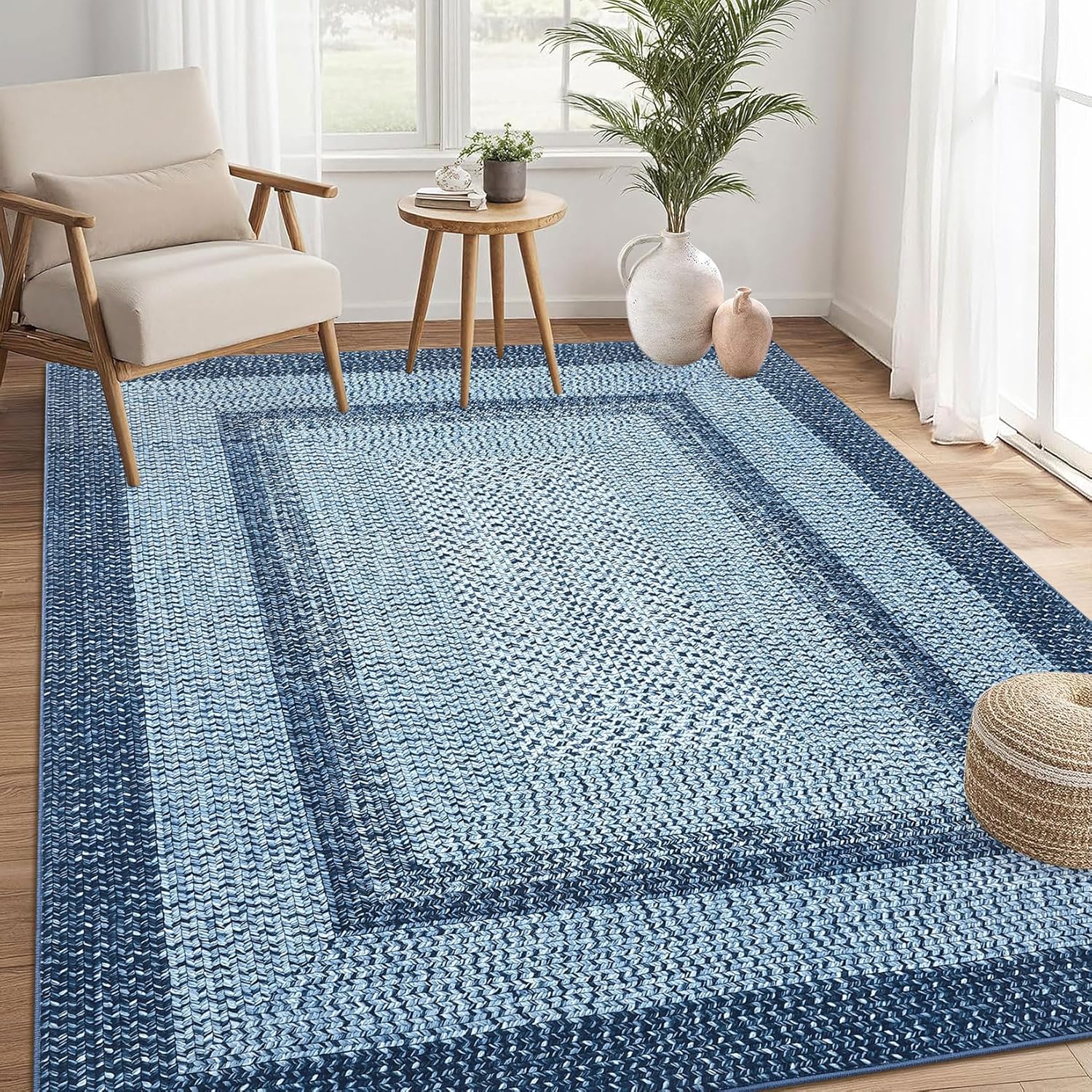 RUGSREAL 8x10 Braided Print Area Rug for Modern Homes