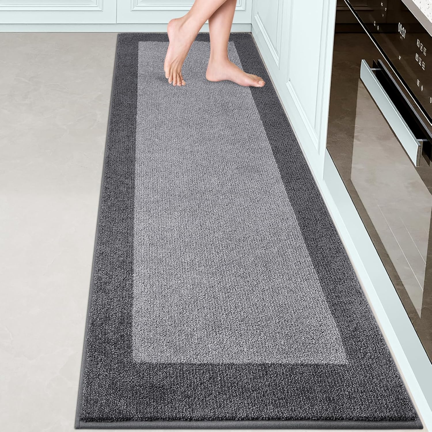 Machine Washable Kitchen Rug 24in x 84in, Non Slip Mat for Home