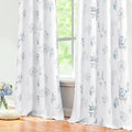 Blue and White Curtains 84 in Long - Tranquil Floral Watercolor Panels