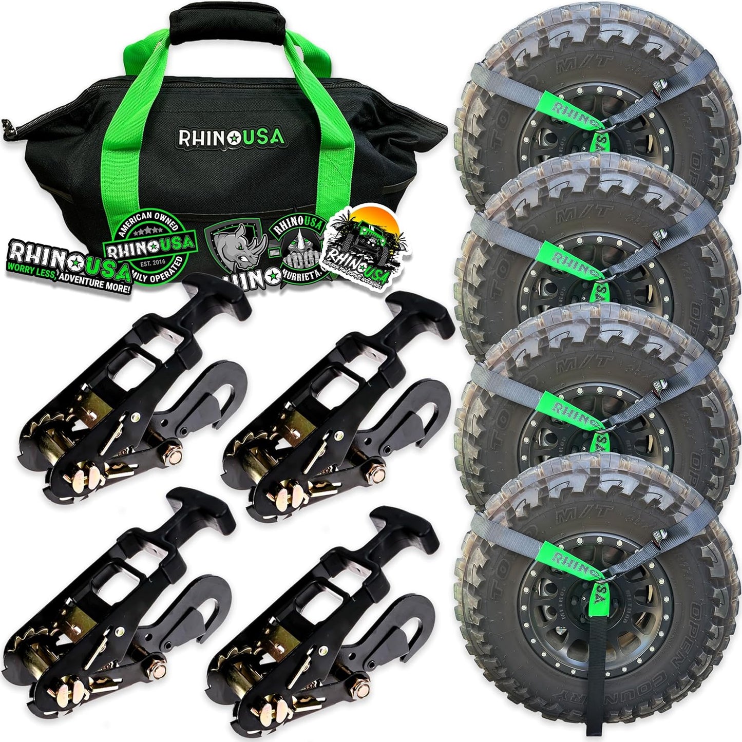 Rhino USA Car Tie Down Straps for Secure Vehicle Transport