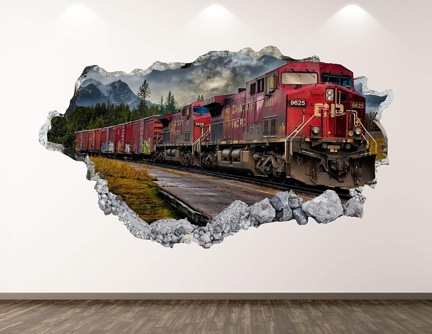 Old Train Wall Decal Art Decor for Kids Room - 3D Locomotive Sticker
