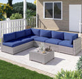 7 Piece Outdoor Patio Furniture Set - Comfortable Rattan Conversation