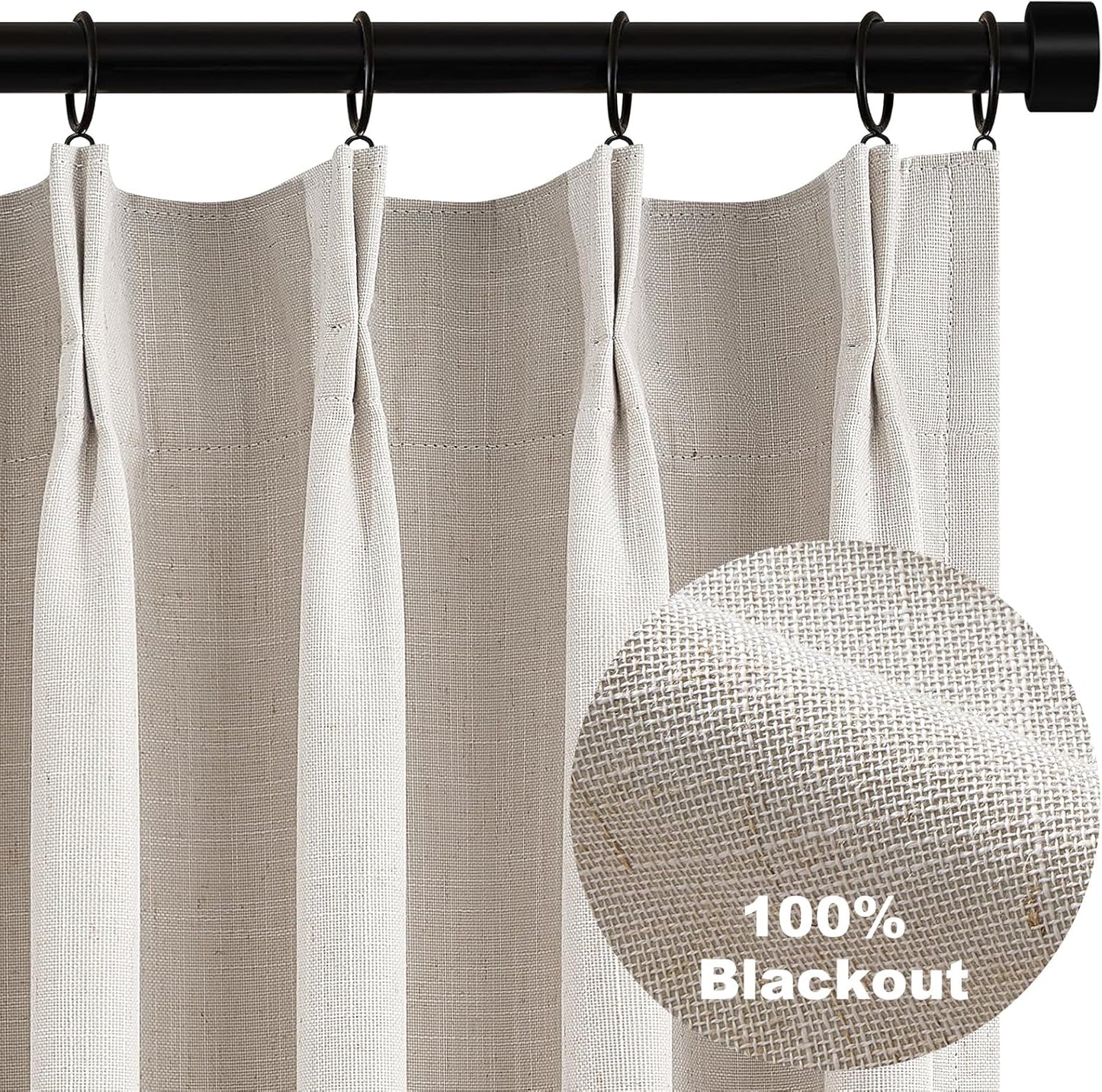 Topfinel 102 Inches Long Custom Blackout Linen Curtains for Privacy