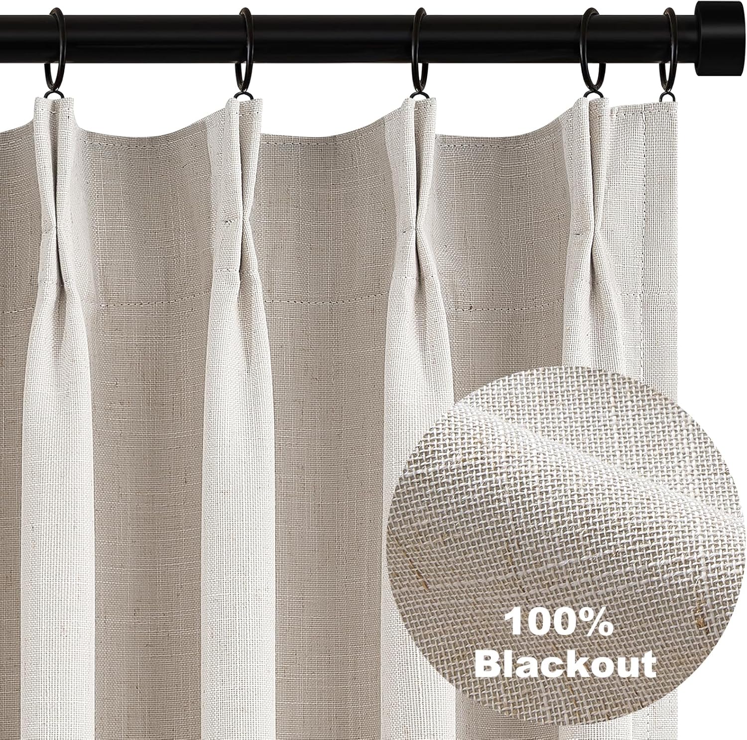 Topfinel Pinch Pleat Full Blackout Curtains for Bedroom & Living Room