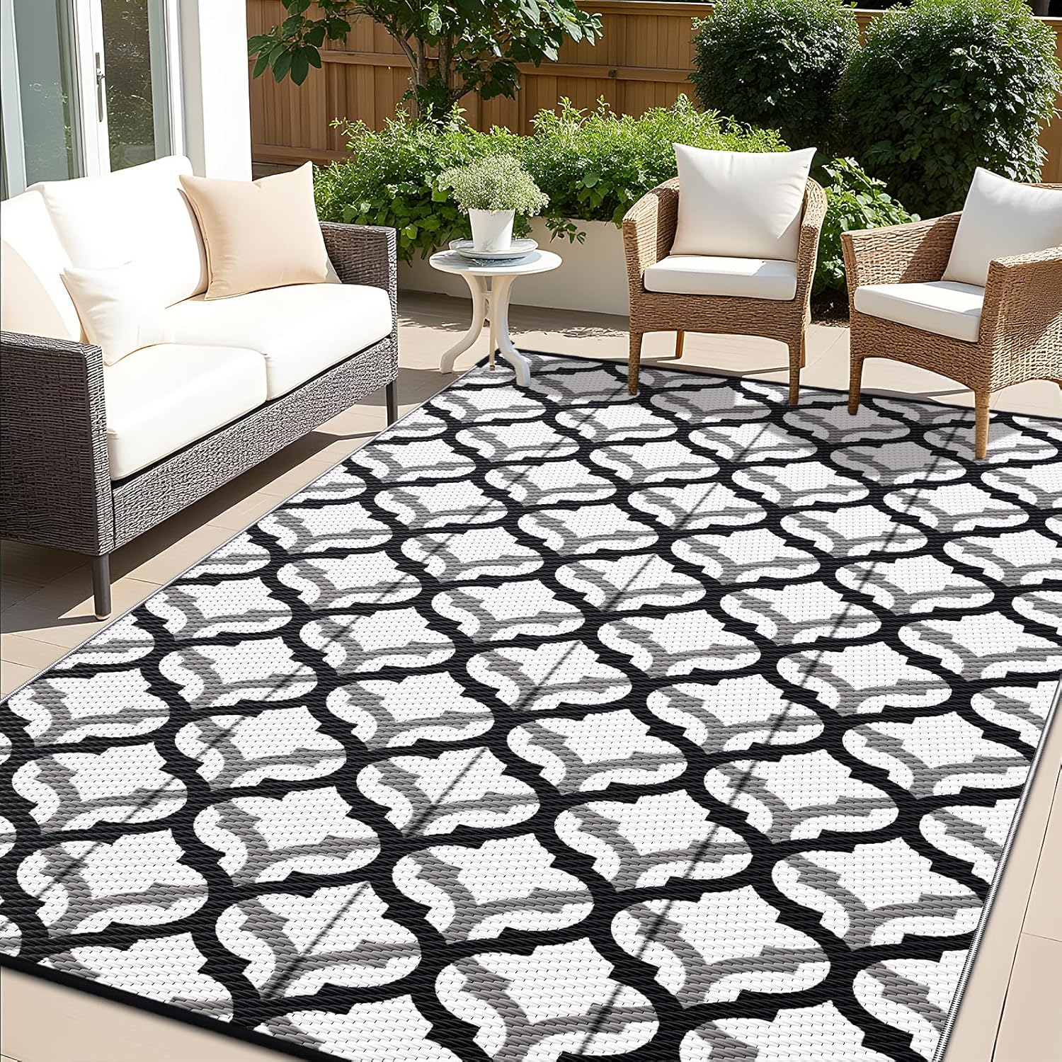 OLANLY Reversible Outdoor Rug 9x12 ft for Patio & Camping