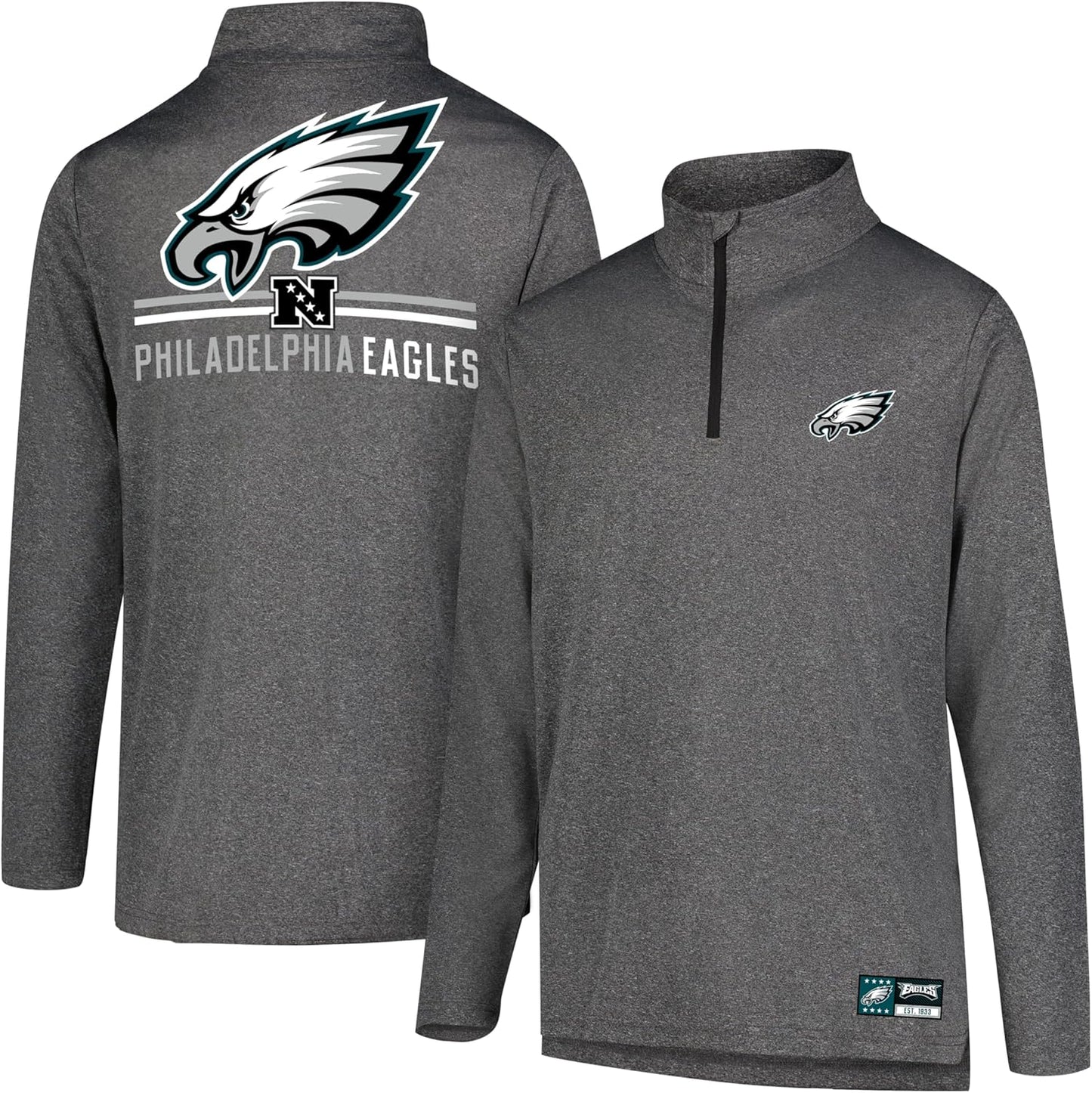 Ultra Game NFL Official Super Soft Quarter Zip Long Sleeve T-Shirt