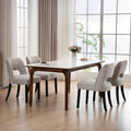 Grey Fabric Wooden Dining Chairs Set of 6 - Modern Small Space Seats
