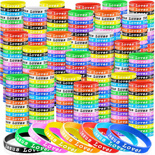 Jesus Loves You Silicone Bracelets for Kids and Adults - 200 Pack