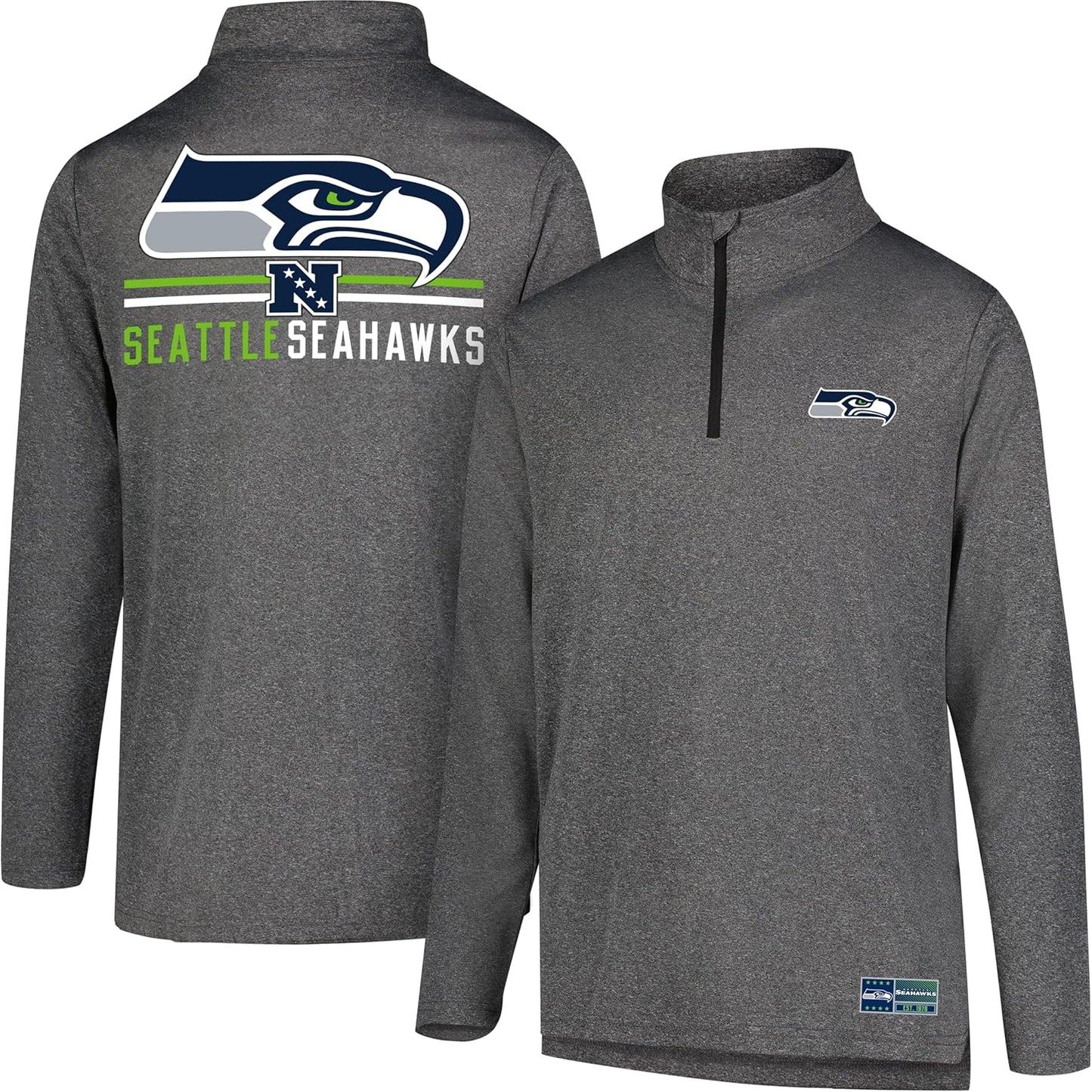 Ultra Game NFL Official Super Soft Quarter Zip Long Sleeve T-Shirt