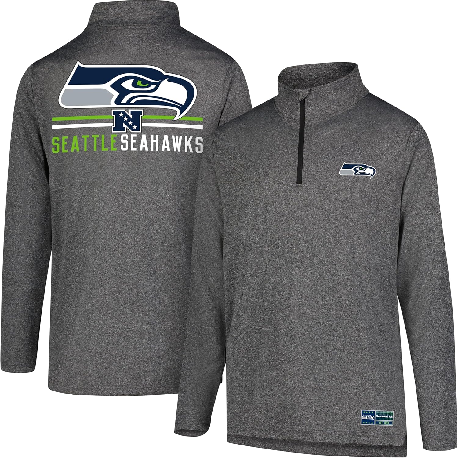 Ultra Game NFL Official Super Soft Quarter Zip Long Sleeve T-Shirt