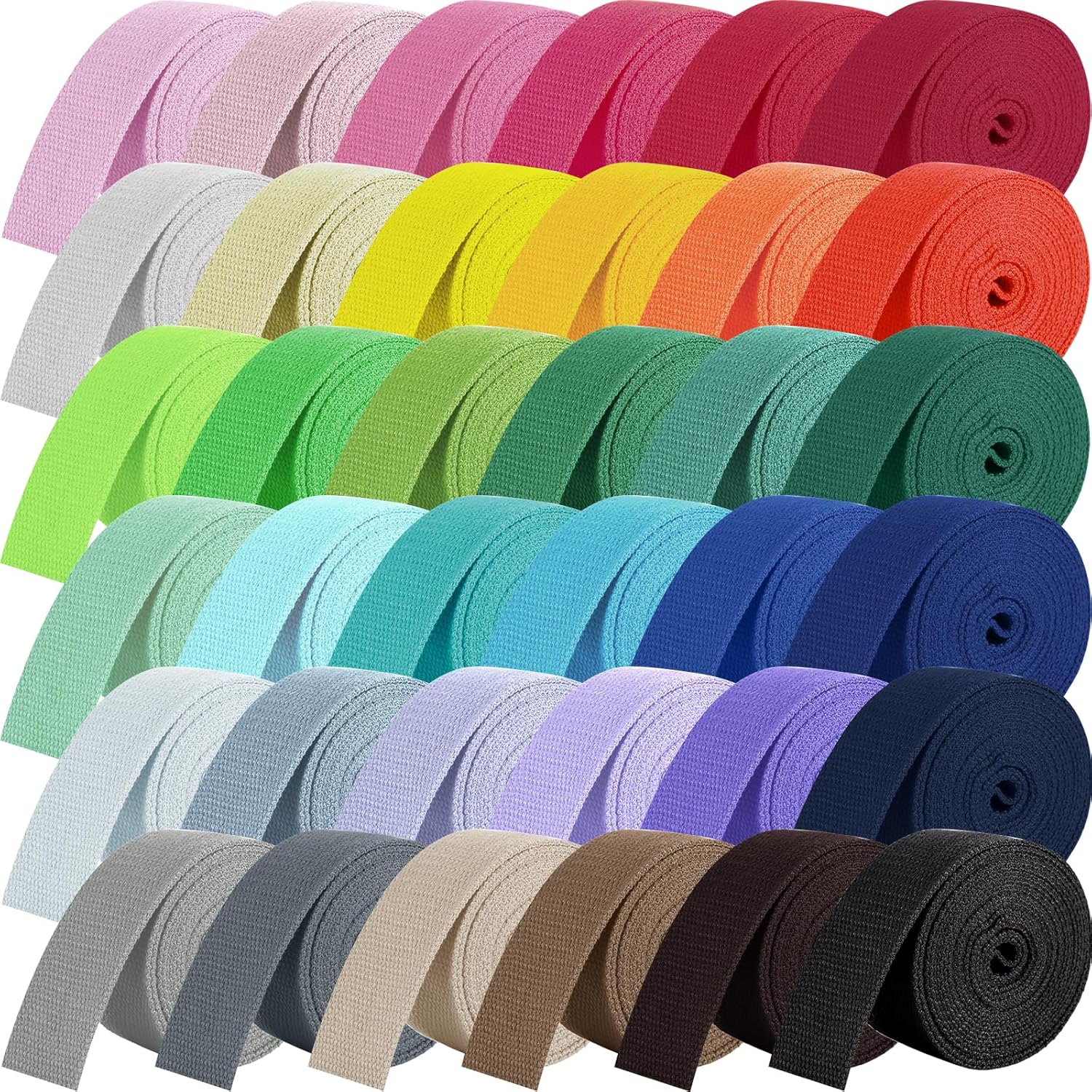 Windyun 36 Rolls Heavy Cotton Webbing for Crafting and Bags