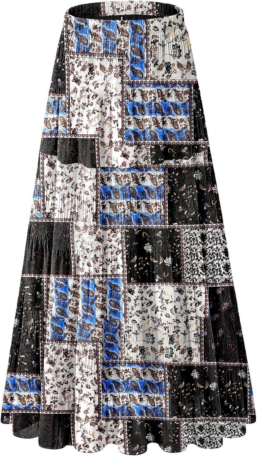 Women's Chiffon White Flowy Maxi Skirts for Boho Fall Style