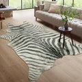 Zebra Rug Animal Print Carpet 5.2 x 6.2 ft - Faux Hide Accent