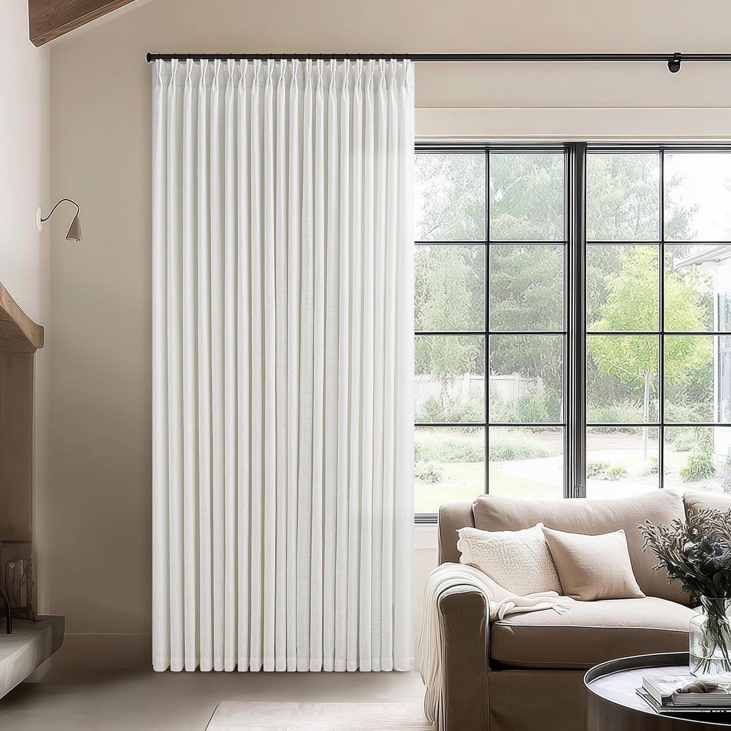 Extra Wide Pinch Pleat Linen Curtains for Large Windows