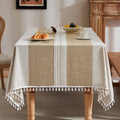 Contrast Linen Table Cloth 60x104 Inch for Farmhouse Style Decor