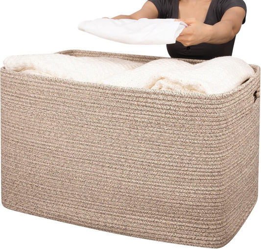 XXXLarge Cotton Rope Storage Basket for Organizing Clothes and Toys