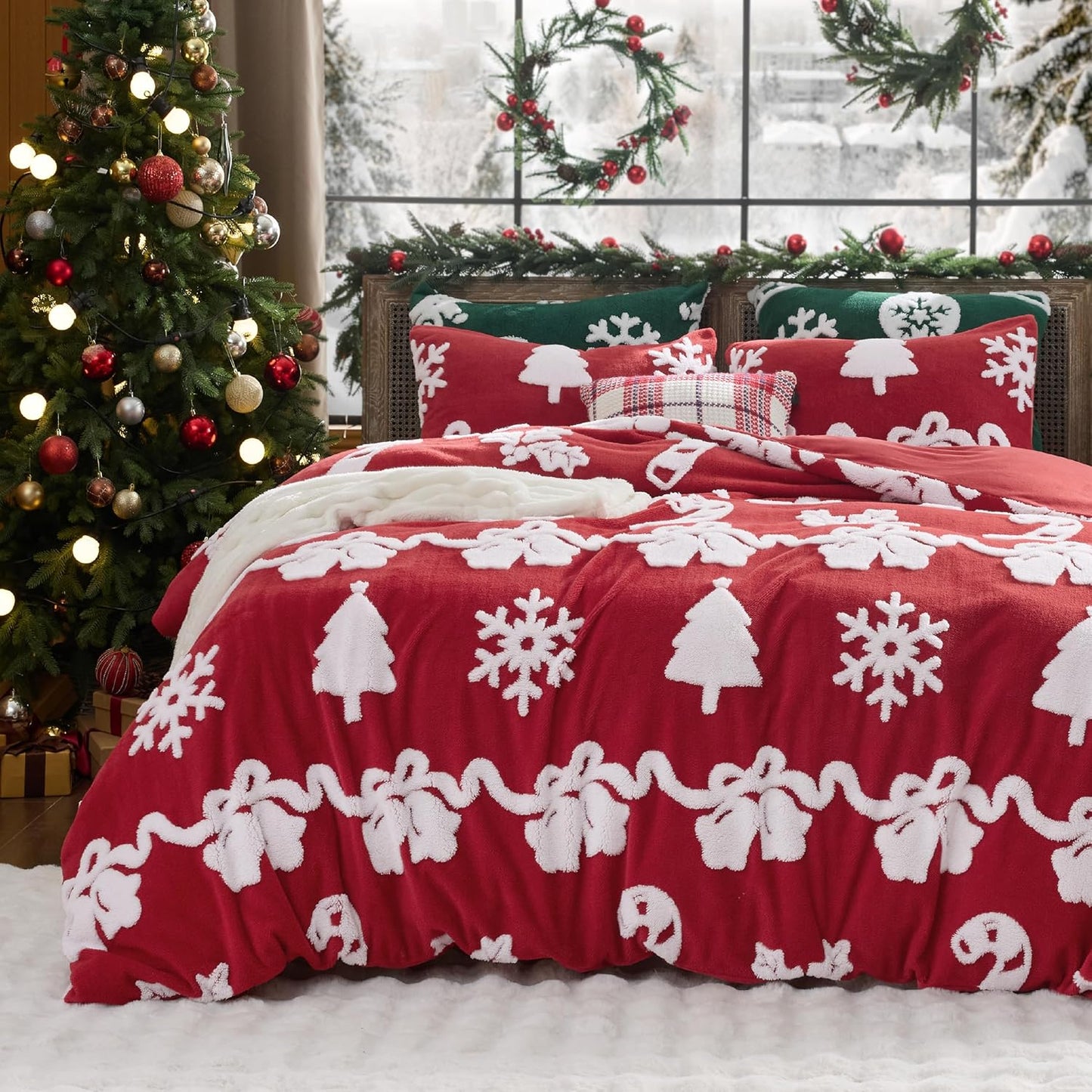 Fluffy Christmas Duvet Cover Set - Ultra Soft Plush King Size