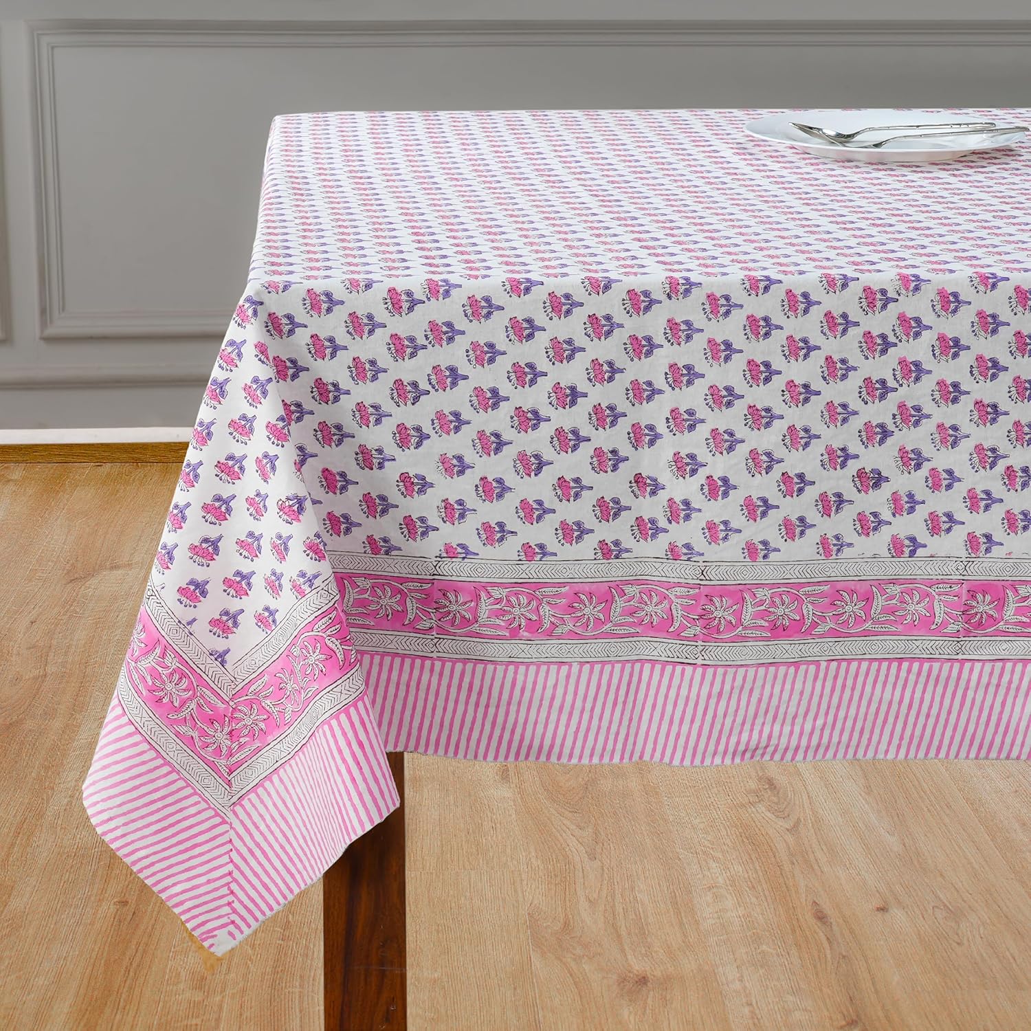 CPC Cotton Print Club 72x190 Inch Pink Tablecloth for Events