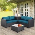 Outdoor PE Wicker Patio Furniture Set 4 Piece Sectional - Storage