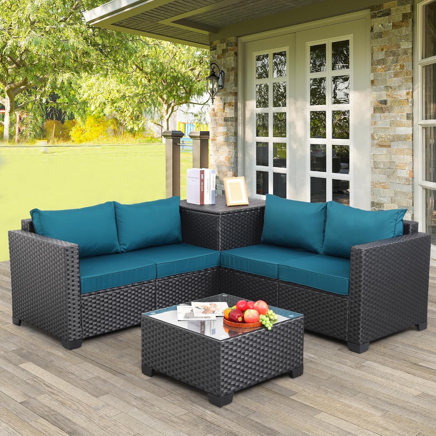 WAROOM Outdoor PE Wicker Patio Furniture Set for Comfort and Style