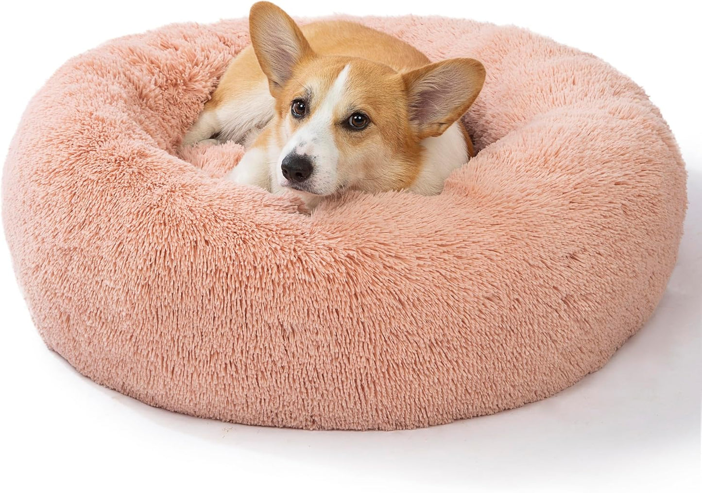 SAVFOX Plush Calming Donut Dog Bed for Small to X-Large Breeds