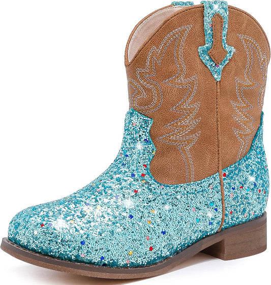 Toddler Cowgirl Boots Glitter Girls Cowboy Ankle Boot for Fun