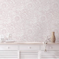 Peel and Stick Boho Pink and White Floral Wallpaper - Removable