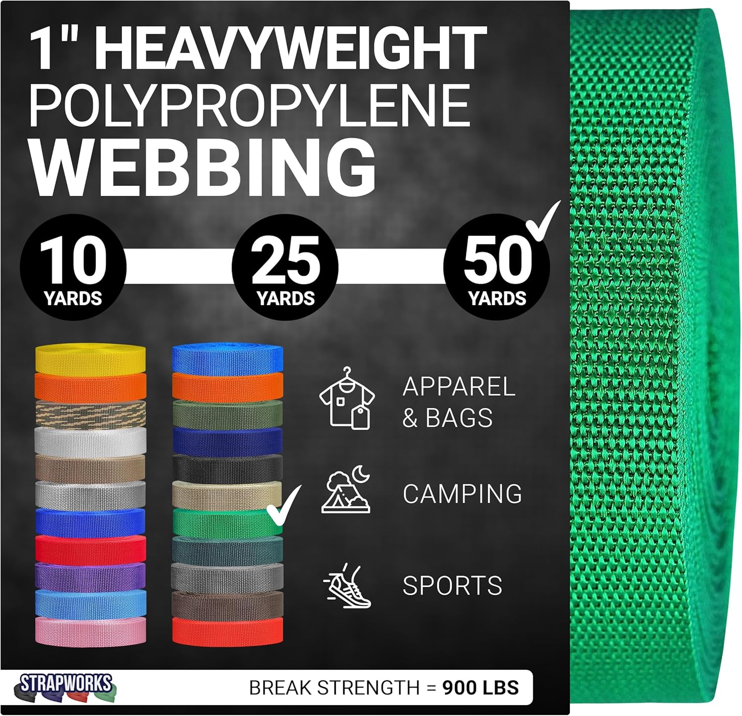Heavyweight Polypropylene Webbing for Outdoor DIY Gear Repair