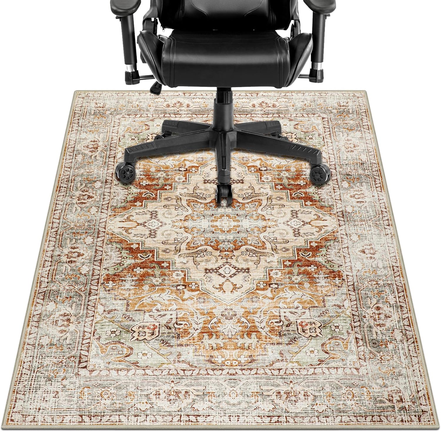 Anti-Slip Office Chair Mat 48x60 for Hard Floors - Orange