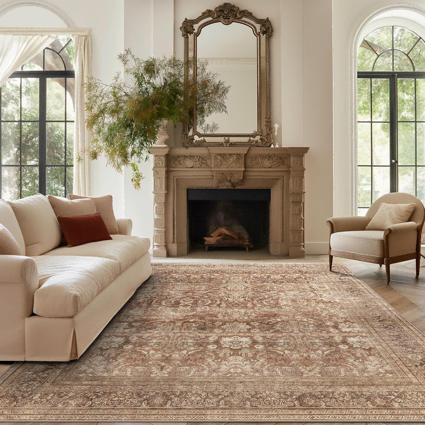 Vivorug 8x10 Area Rugs for Living Room, Soft Vintage Design