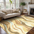 5x7 Area Rug Machine Washable Desert Gold - Low Pile Abstract Rug