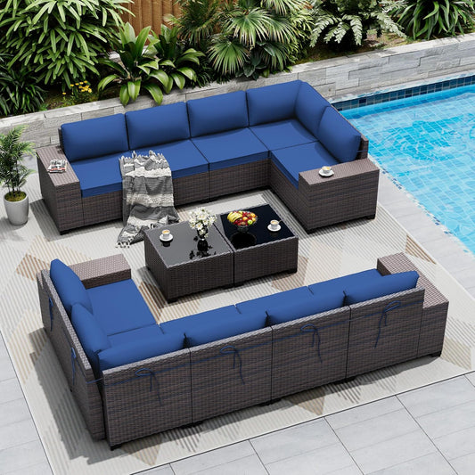 Outdoor Patio Furniture Set - 12 Pieces Sectional Set for Comfort