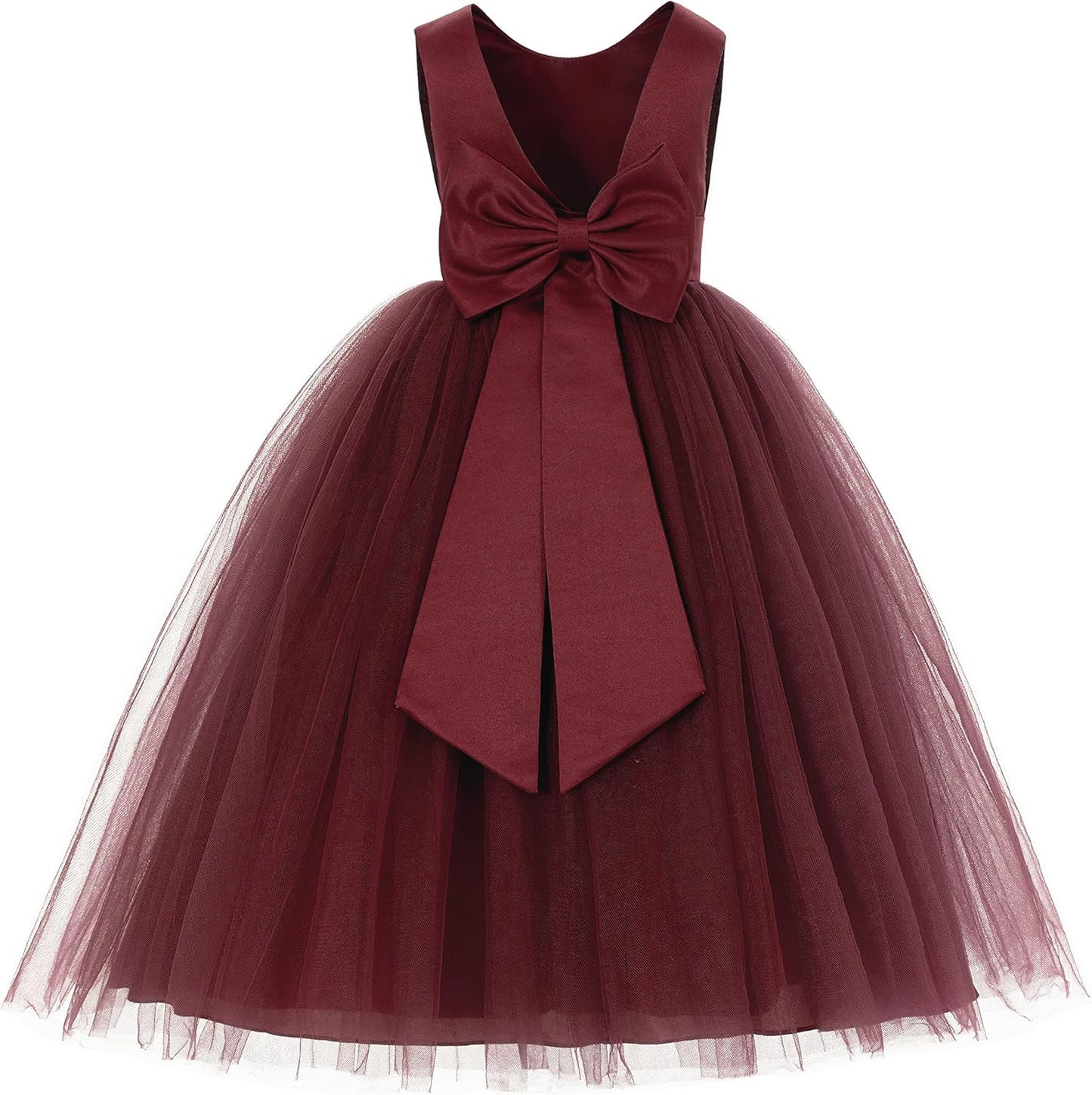 Elegant V-Back Satin Flower Girl Dress for Special Occasions