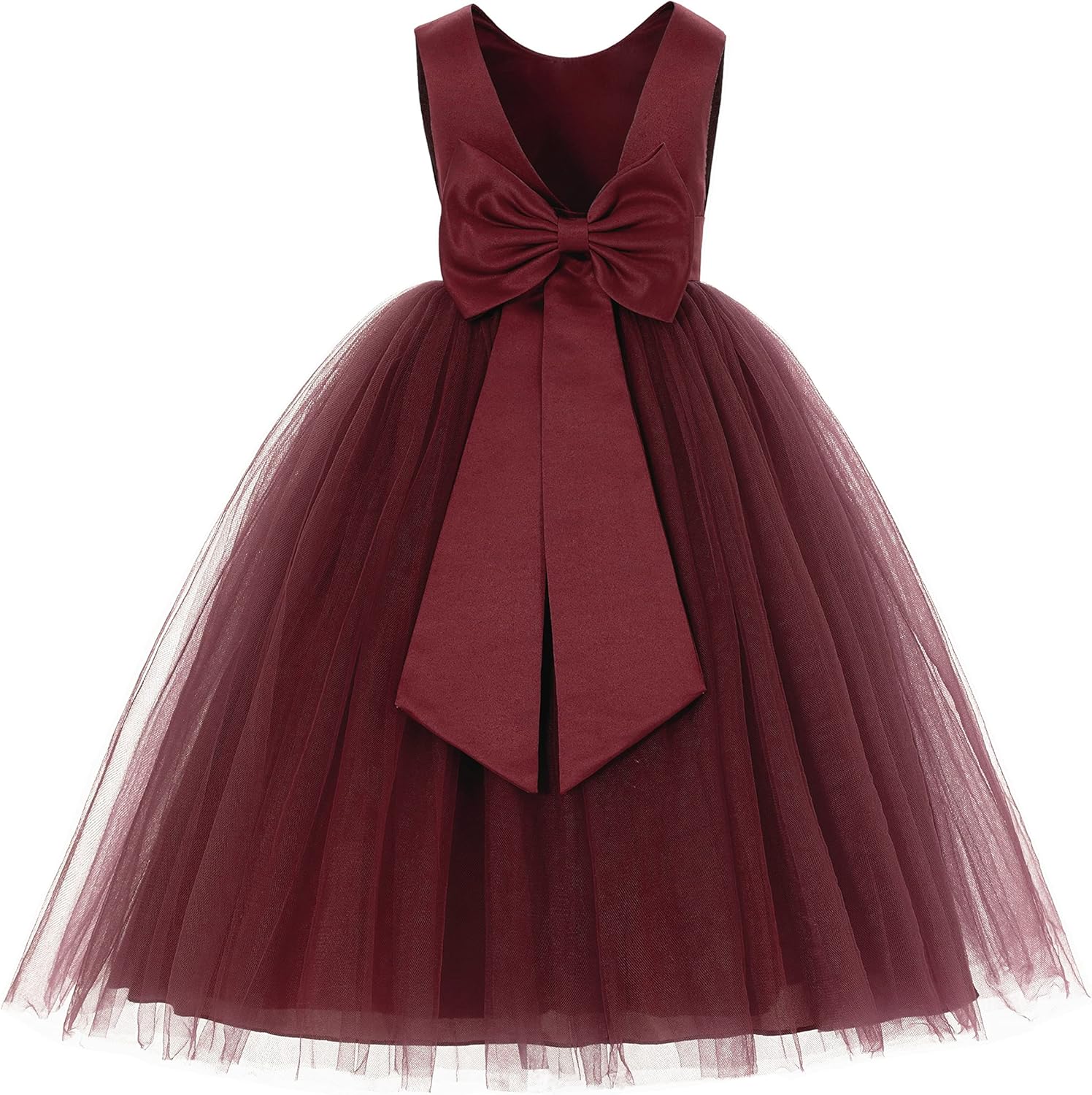 Elegant V-Back Satin Flower Girl Dress for Special Occasions